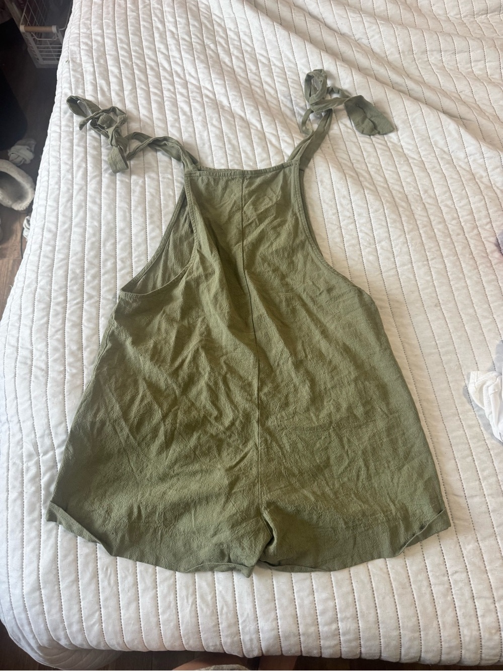 Sleeveless Olive Green Tie-Shoulder Romper